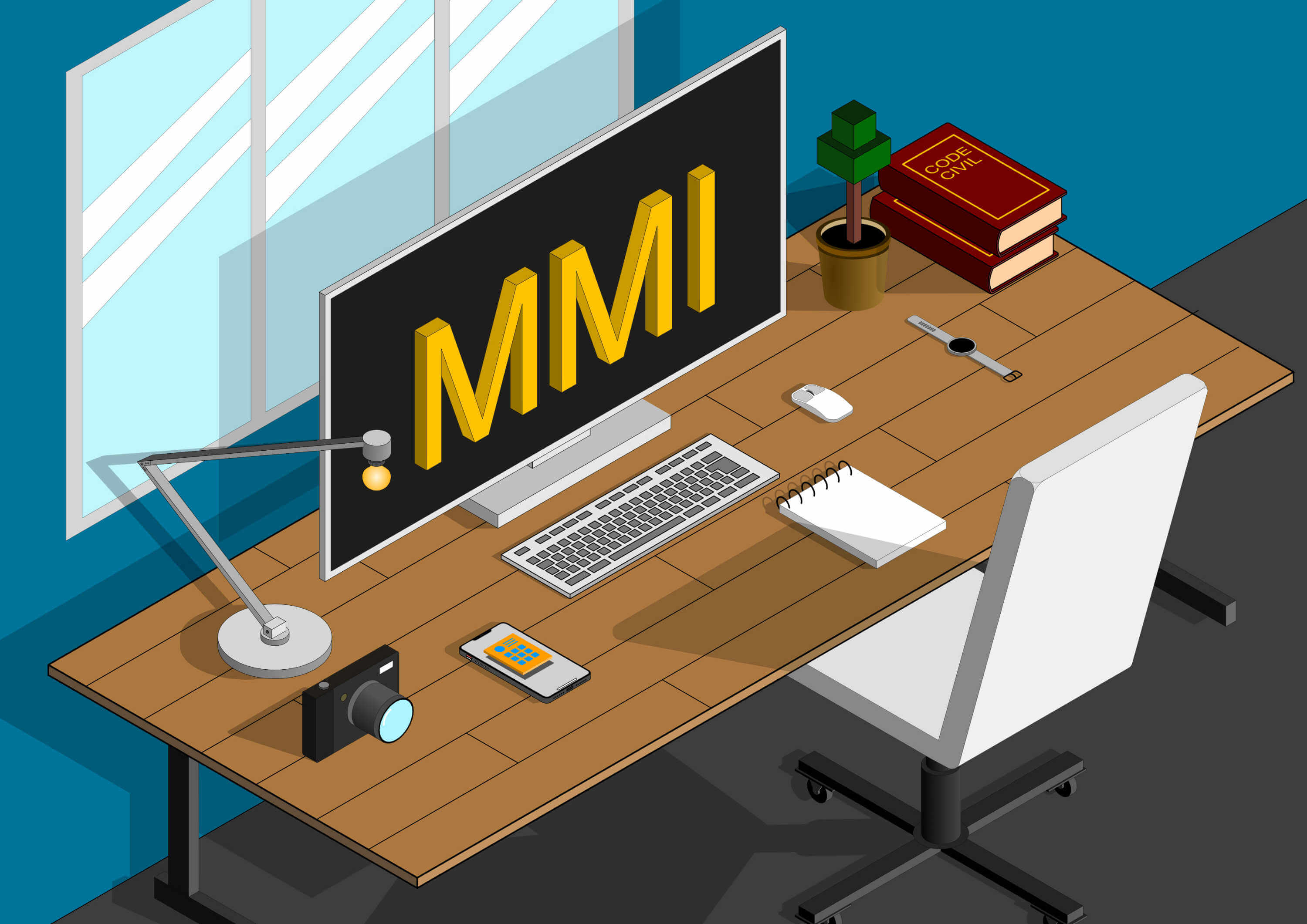 illustration en dessin isometrique vectoriel représentant la formation MMI